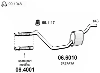 Tubo de escape Fiat PANDA · Lancia Y10 · Autobianchi Y10