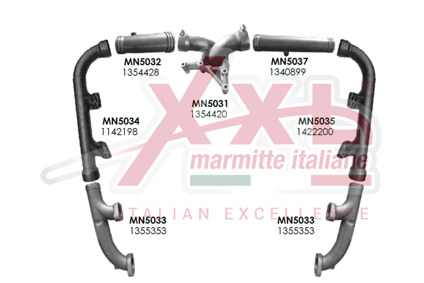 Colector de escape, sistema de escape XXLMARMITTEITALIANE MN5036
