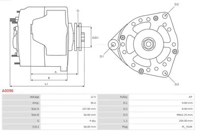 Alternador Alfa Romeo 164 · Audi 80 B4 Saloon · Audi 80 B4 Avant