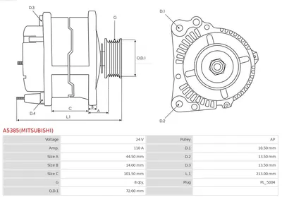 Alternador AS-PL A5385(MITSUBISHI)
