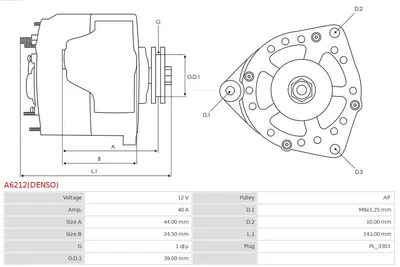 Alternador Daihatsu HIJET Bus · Daihatsu HIJET Van · Piaggio PORTER Van