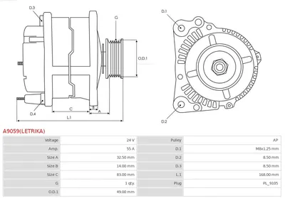 Alternador AS-PL A9059(LETRIKA)