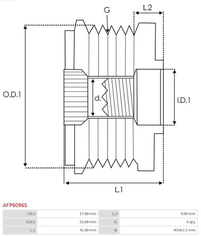 Rueda libre alternador AS-PL AFP6096S
