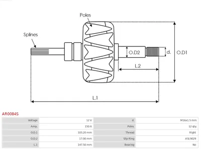 Rotor, alternador AS-PL AR0084S