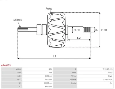 Rotor, alternador AS-PL AR4017S