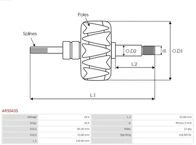 Rotor, alternador AS-PL AR5043S