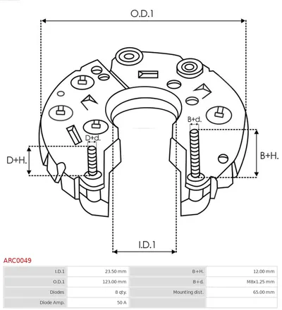 Rectificador, alternador AS-PL ARC0049