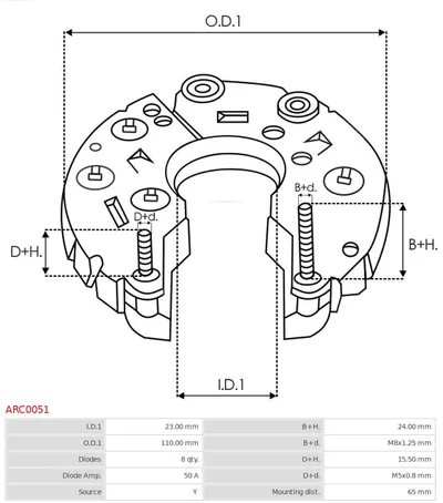 Rectificador, alternador AS-PL ARC0051