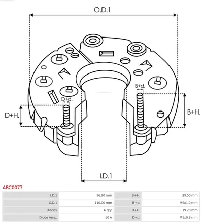 Rectificador, alternador AS-PL ARC0077