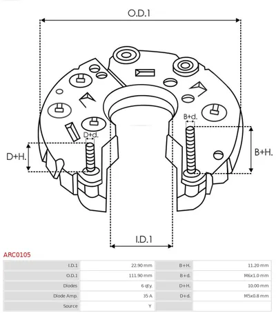 Rectificador, alternador AS-PL ARC0105