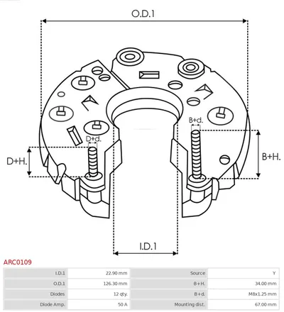 Rectificador, alternador AS-PL ARC0109
