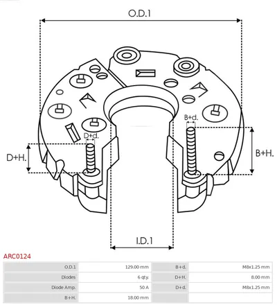 Rectificador, alternador AS-PL ARC0124