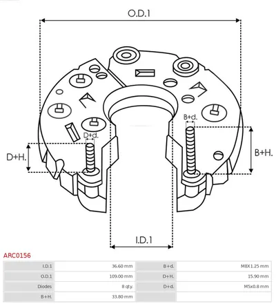 Rectificador, alternador AS-PL ARC0156