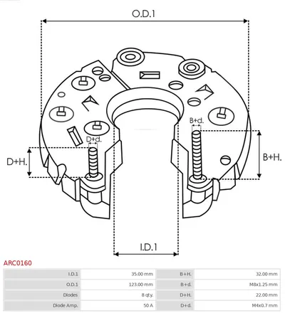 Rectificador, alternador AS-PL ARC0160