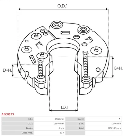 Rectificador, alternador AS-PL ARC0173