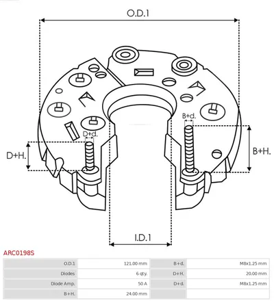 Rectificador, alternador AS-PL ARC0198S