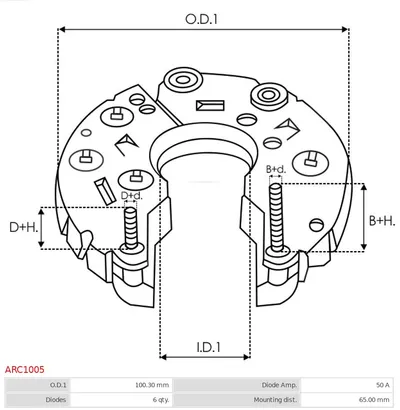 Rectificador, alternador AS-PL ARC1005
