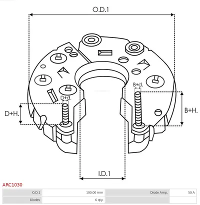 Rectificador, alternador AS-PL ARC1030