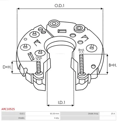 Rectificador, alternador AS-PL ARC1052S