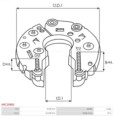 Rectificador, alternador AS-PL ARC2088S