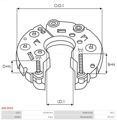 Rectificador, alternador AS-PL ARC3010