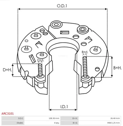 Rectificador, alternador AS-PL ARC3101