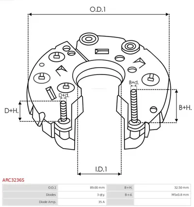 Rectificador, alternador AS-PL ARC3236S