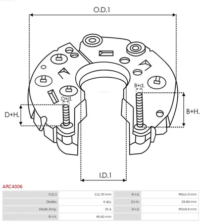 Rectificador, alternador AS-PL ARC4006