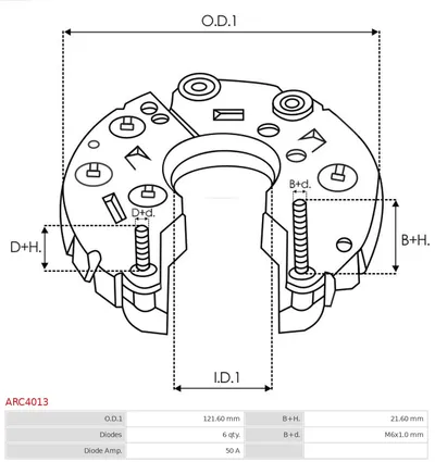 Rectificador, alternador AS-PL ARC4013