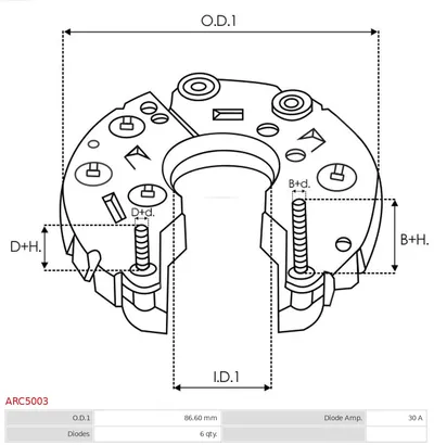 Rectificador, alternador AS-PL ARC5003