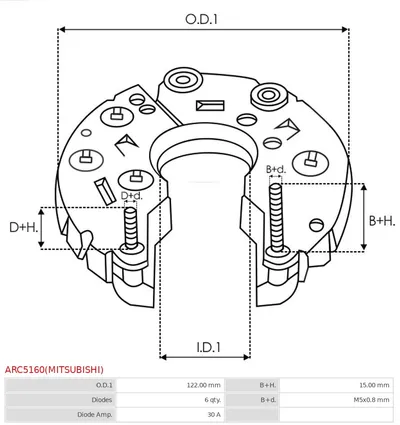 Rectificador, alternador AS-PL ARC5160(MITSUBISHI)