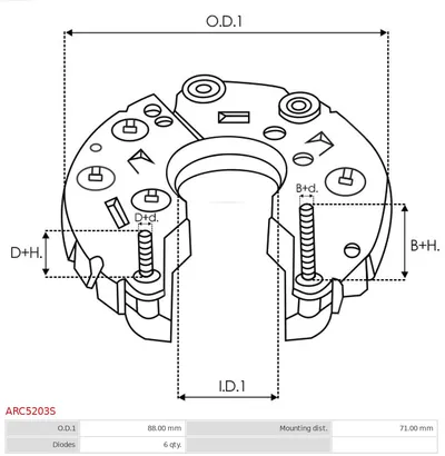 Rectificador, alternador AS-PL ARC5203S