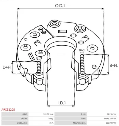 Rectificador, alternador AS-PL ARC5220S
