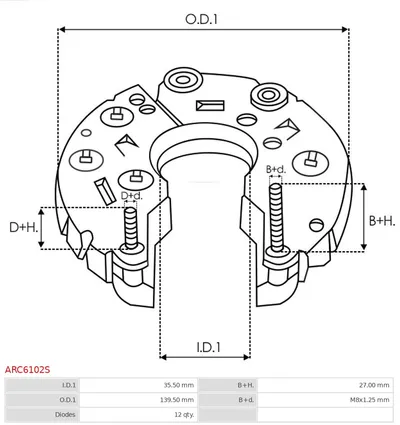 Rectificador, alternador AS-PL ARC6102S