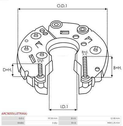Rectificador, alternador AS-PL ARC9055(LETRIKA)