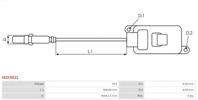 Sensor NOx, inyección de úrea AS-PL NOX9031