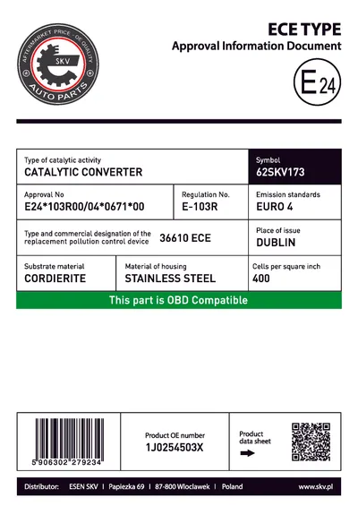 Catalizador Skoda OCTAVIA I · Skoda OCTAVIA I Combi · Vw GOLF IV
