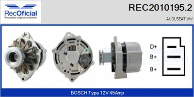 Alternador Vw JETTA I · Audi 80 B2 Saloon · Vw SCIROCCO