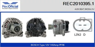 Alternador Vw TOURAN · Audi A3 · Vw CADDY III Box Body/MPV