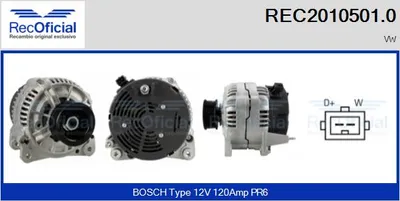 Alternador Vw TRANSPORTER T4 Bus · Vw TRANSPORTER T4 Van · Vw TRANSPORTER T4 Platform/Chassis (70E, 70L, 70M, 7DE, 7DL, 7D