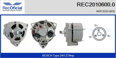 Alternador Mercedes-Benz T2/L Van · Mercedes-Benz T2/L Platform/Chassis · Mercedes-Benz T2/LN1 Van