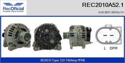 Alternador Audi A3 · Vw MULTIVAN T5 · Vw GOLF V
