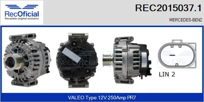 Alternador Mercedes-Benz SPRINTER 3-t Van · Mercedes-Benz SPRINTER 3-t Platform/Chassis · Mercedes-Benz SPRINTER 3,5-t Bus