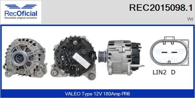 Alternador Vw MULTIVAN T6 · Vw TRANSPORTER T6 / CARAVELLE T6 Bus · Vw TRANSPORTER T6 Van