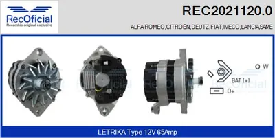 Alternador Fiat REGATA · Fiat REGATA Weekend · Fiat 131