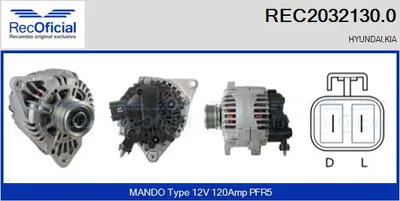 Alternador Hyundai MATRIX · Hyundai GETZ · Kia CERATO I Saloon