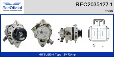 Alternador Nissan PATROL III/2 Station Wagon · Nissan PICK UP · Nissan PATROL GR IV