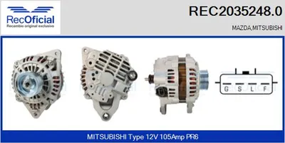 Alternador Mitsubishi OUTLANDER I · Mitsubishi LANCER VII · Mitsubishi LANCER VII Estate