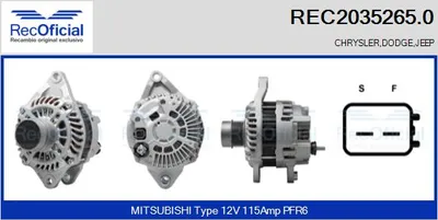 Alternador Jeep COMPASS · Dodge CALIBER · Dodge AVENGER