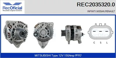 Alternador Nissan PATHFINDER III · Nissan NAVARA NP300 · Infiniti EX